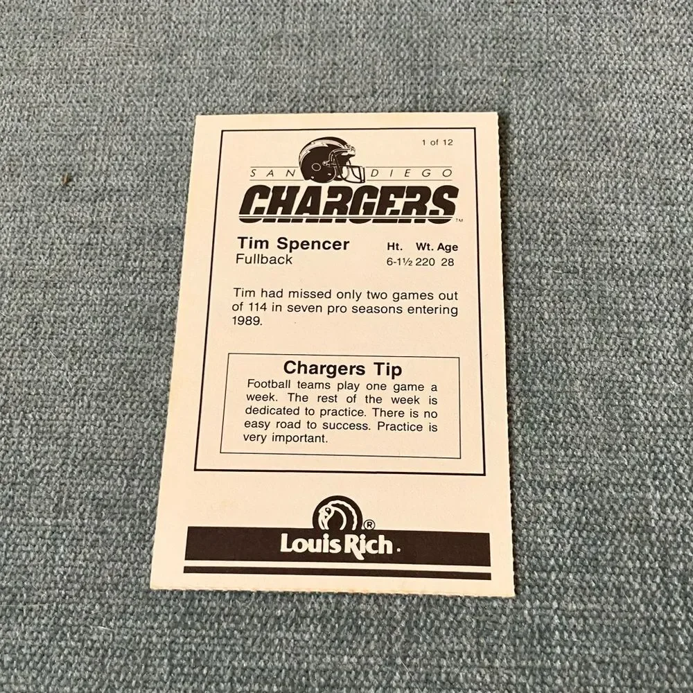 Chargers NFL Football Trading Card Football Card
